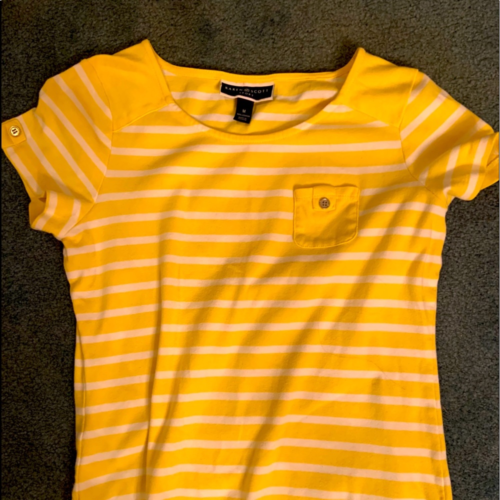 Yellow and white stripes T-shirt